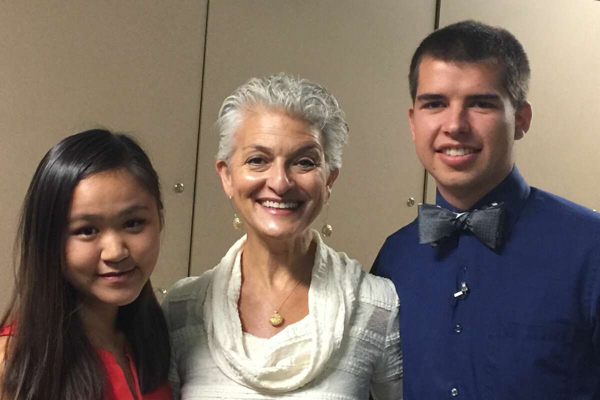 Susan Farb Morris (center) and two Texas Music Festival fellows in 2015