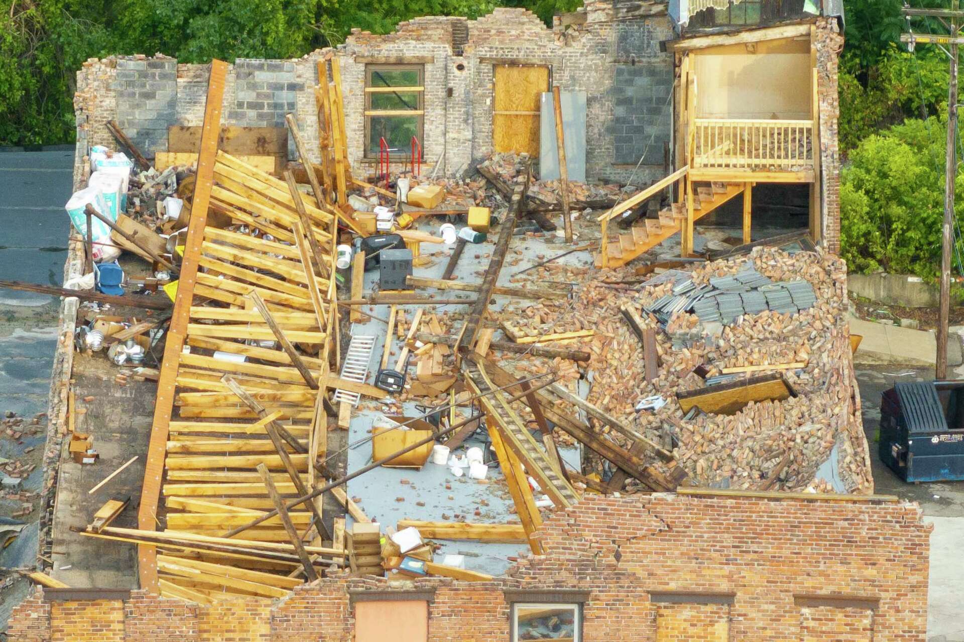 Building collapses, Playhouse Stage damaged after storms sweep through