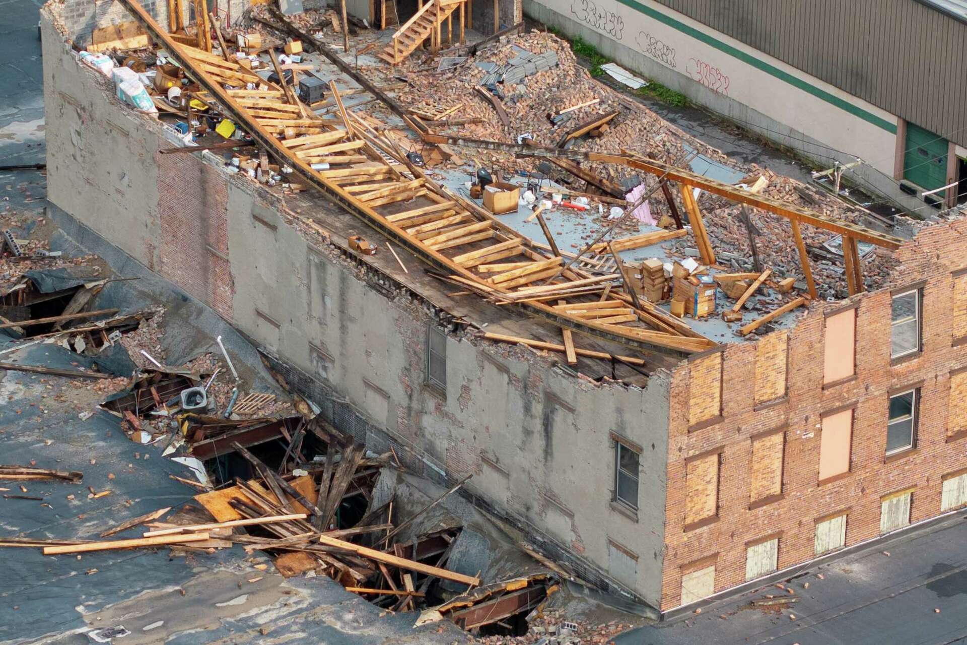 Building collapses, Playhouse Stage damaged after storms sweep through