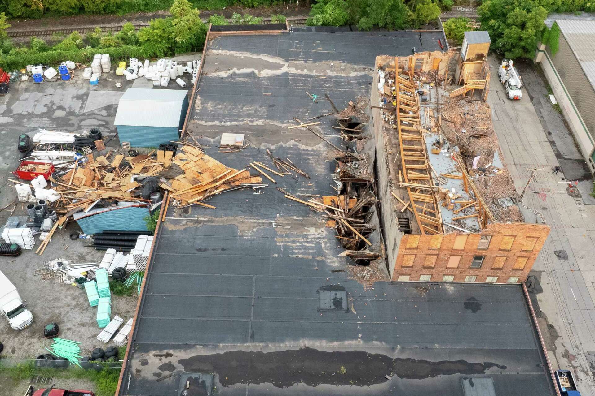 Building collapses, Playhouse Stage damaged after storms sweep through