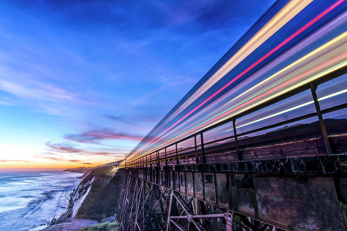 FILE: A view of the Amtrak Pacific Surfliner train at sunset.