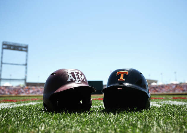 The Tennessee Volunteers take on the Texas A&M Aggies in game two of the Division I Men's Baseball Championship held at Charles Schwab Field on June 23, 2024 in Omaha, Nebraska.