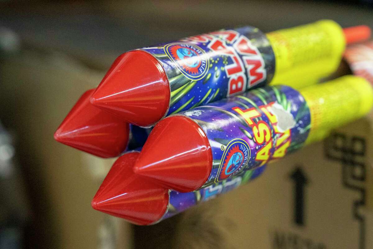 A variety of fireworks fill the shelves Monday, June 24, 2024, ranging from family and kid friendly ground based fireworks to more advanced adult oriented rockets and displays at the Fireworks Outlet in Bacliff.