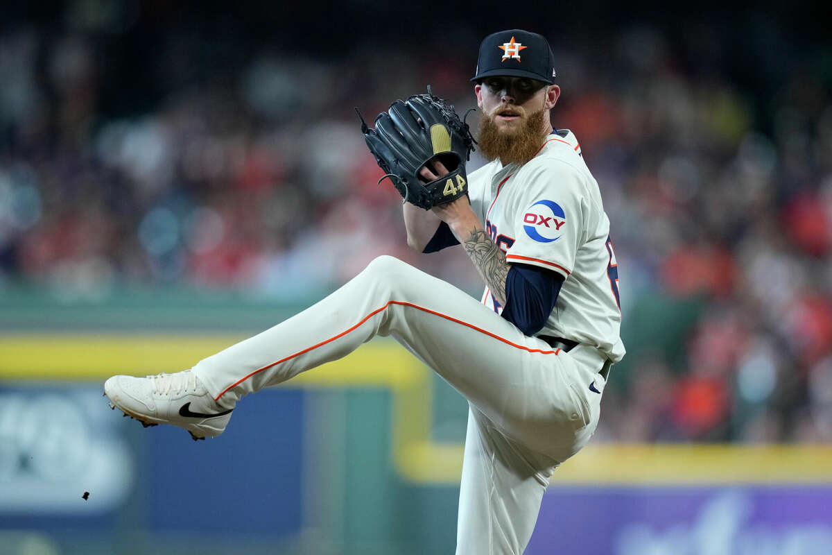 HOUSTON, TX - JUNE 15: Shawn Dubin #66 of the Houston Astros pitches during the game between the Detroit Tigers and the Houston Astros at Minute Maid Park on Saturday, June 15, 2024 in Houston, Texas. (Photo by Kevin M. Cox/MLB Photos via Getty Images)