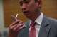 Ryan Kao, director of the San Francisco Police Department's Crime Strategies Division, demonstrates how someone would use the drug testing kit for the Dräger DrugTest 5000 at the San Francisco Police Department headquarters.