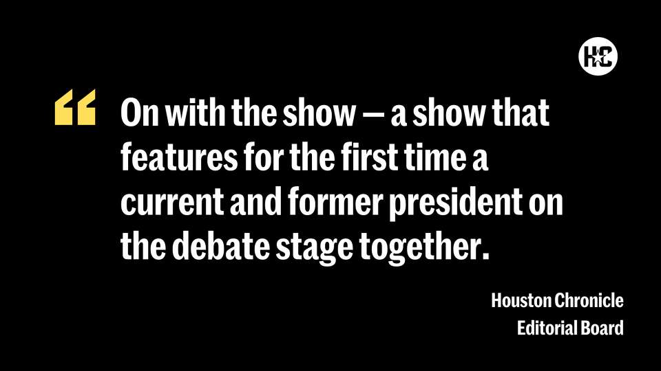 On with the show — a show that features for the first time a current and former president on the debate stage together. 