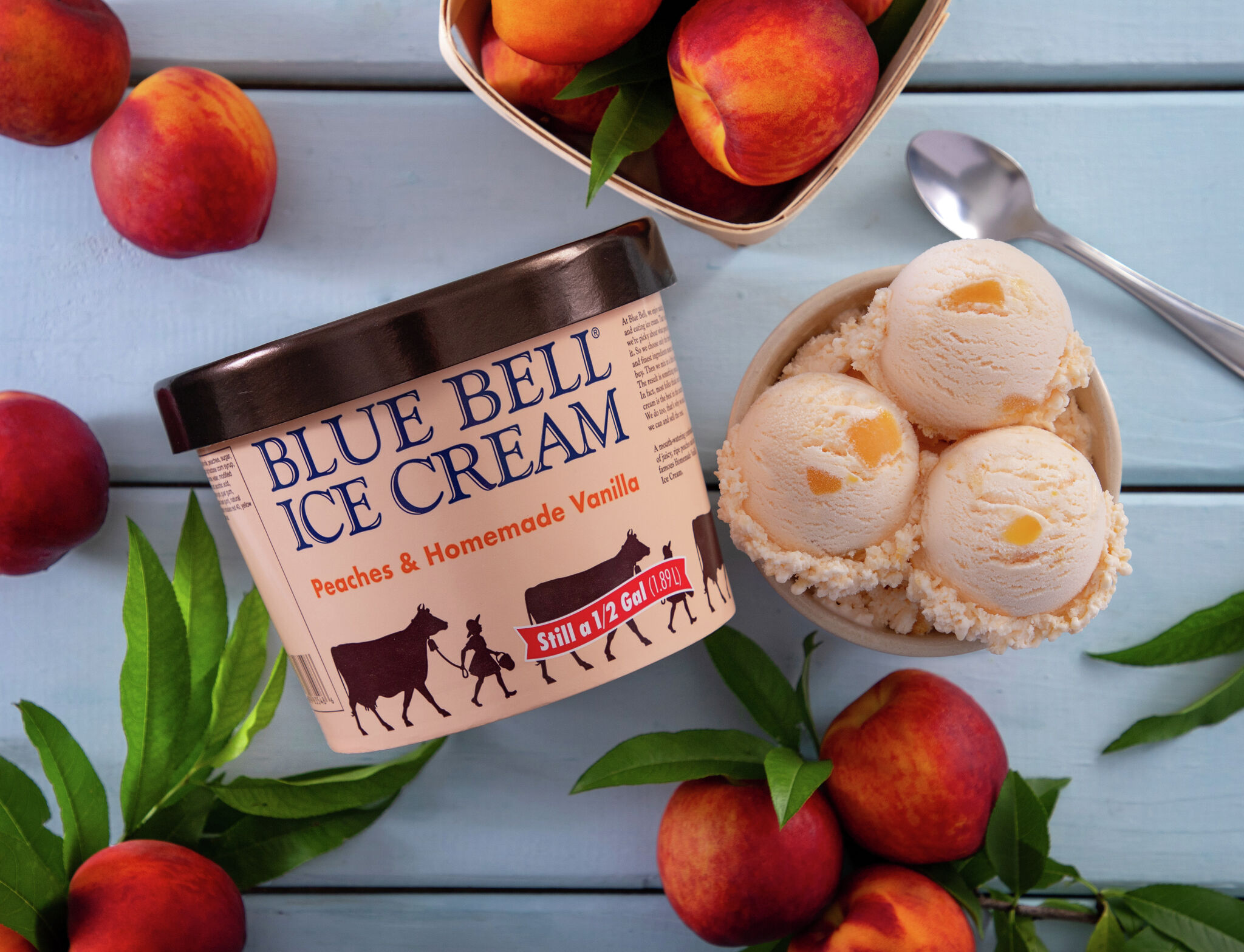 Blue Bell's peaches and vanilla is made with fruit from California