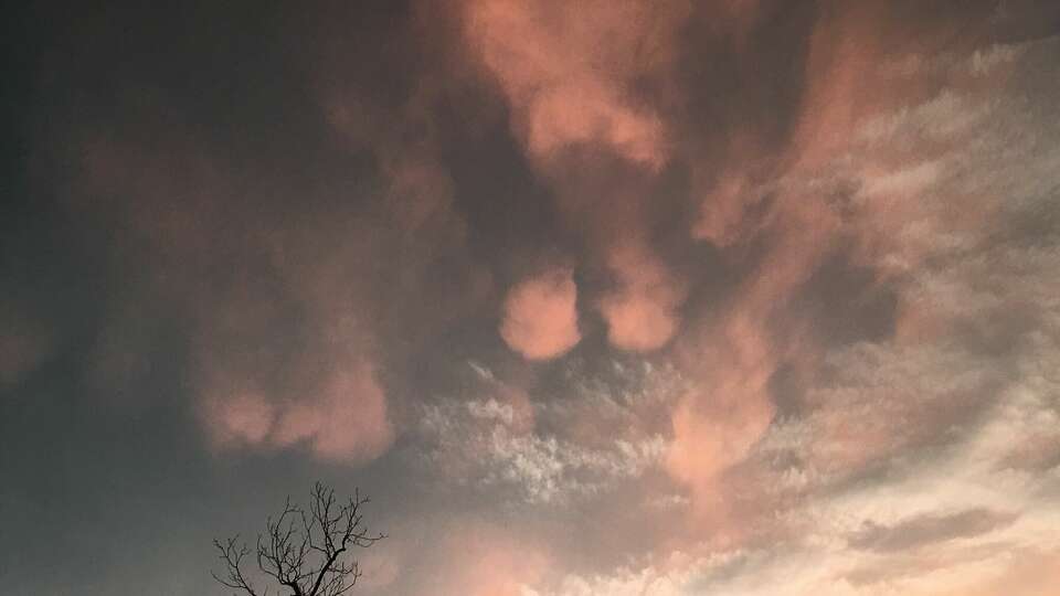 Saharan dust creates a colorful sunset over Houston in 2019.