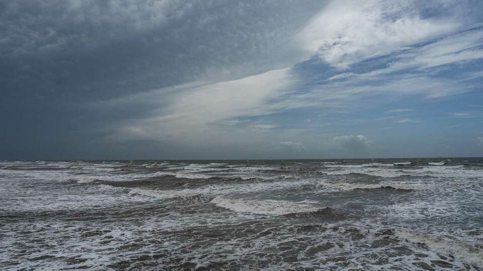 Tides rise and clouds loom overhead Galveston beach just before hurricane Beryl is expected to make landfall on Sunday, July 7, 2024 in Galveston.