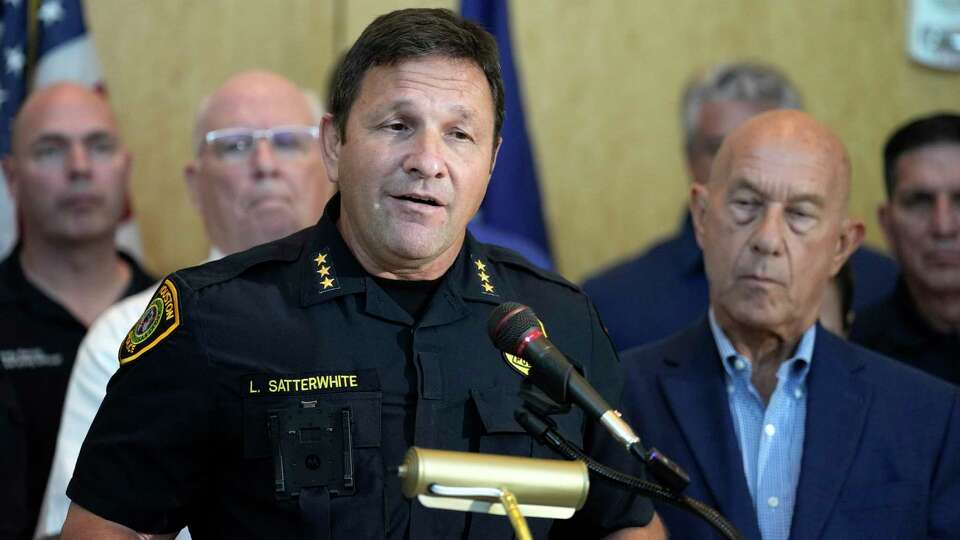 Acting Chief Larry J. Satterwhite speaks during a press conference at the Emergency Operations Center about the city’s response on Tuesday, July 9, 2024, after Hurricane Beryl hit the Houston area on Monday