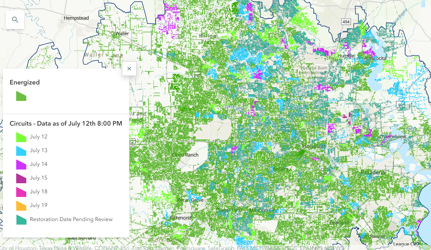 New CenterPoint Map Sets Deadlines For Restoring Texans Power