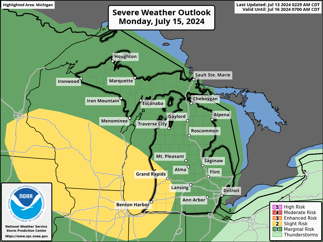 Severe Storms Expected in Michigan 60 MPH Winds and Hail Forecasted