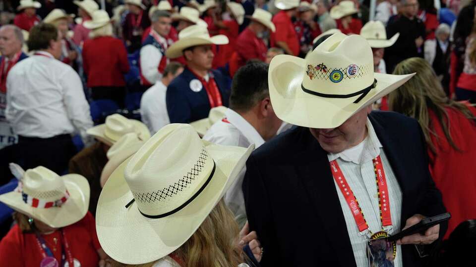 Texas delegates are seen during the Republican National Convention Monday, July 15, 2024, in Milwaukee. (AP Photo/Julia Nikhinson)