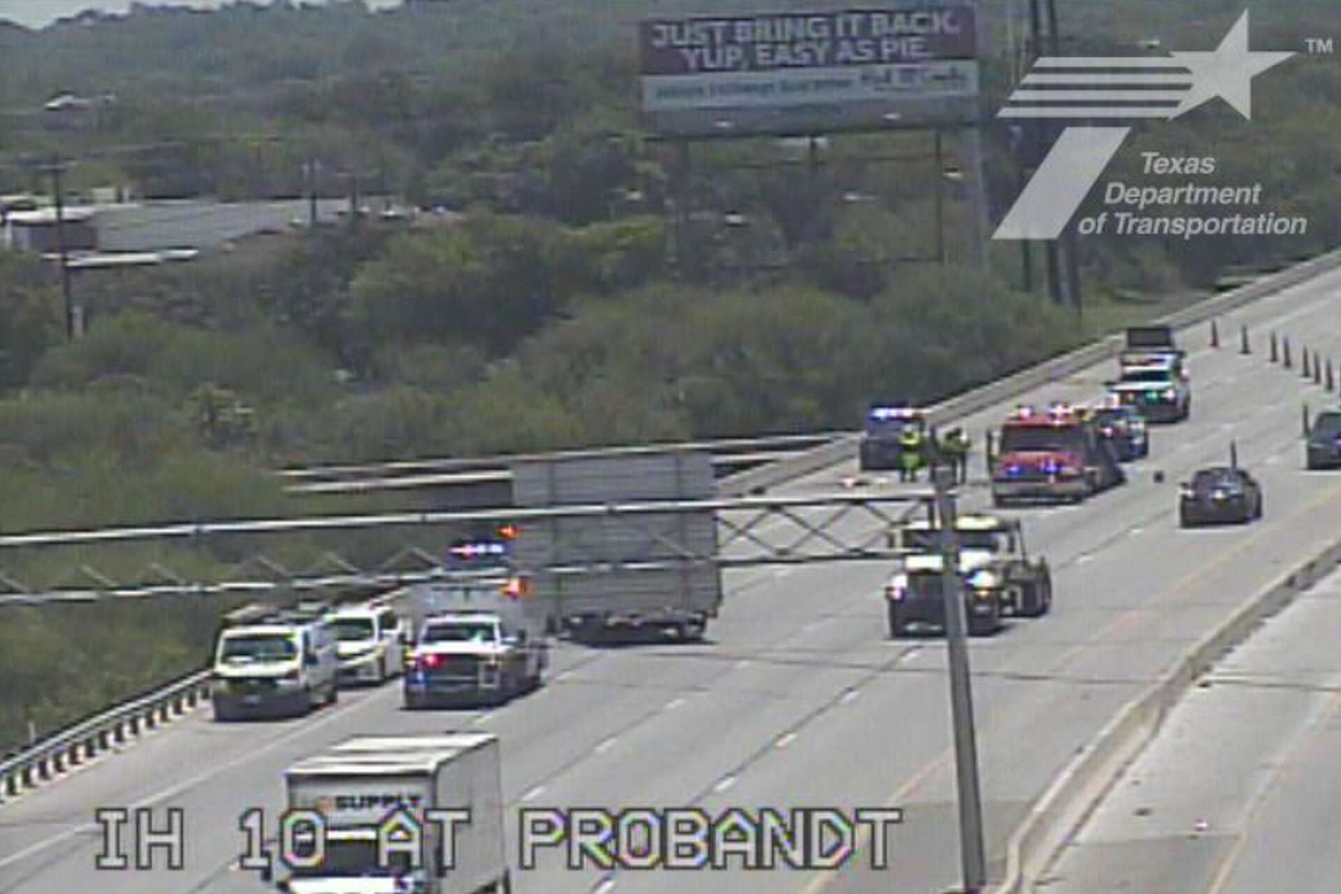I 10 traffic in San Antonio comes to a stop after vehicle flips