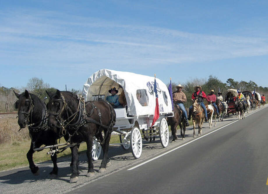 Wagon train heads for Houston Beaumont Enterprise