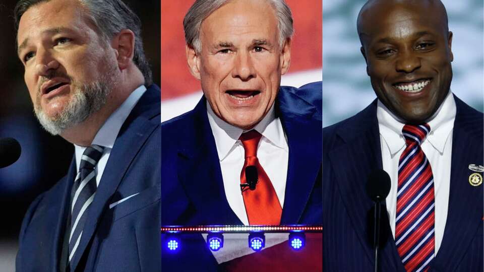 Ted Cruz, Greg Abbott and Wesley Hunt at the 2024 National Republican Convention.