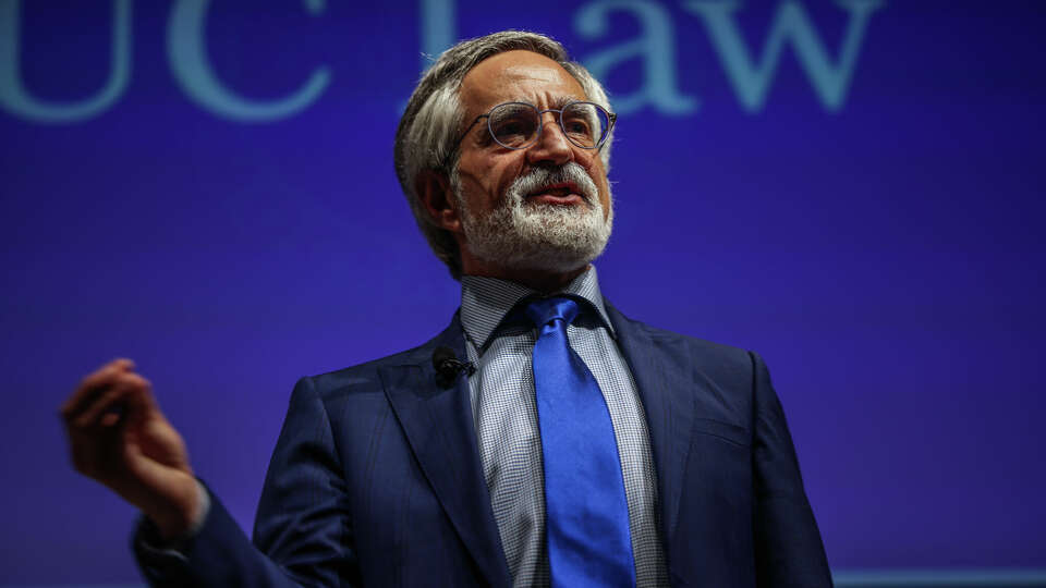 Supervisor Aaron Peskin who is running for Mayor of San Francisco speaks at the SF Mayoral debate held at the UC Law School in San Francisco on Monday, June 17, 2024.