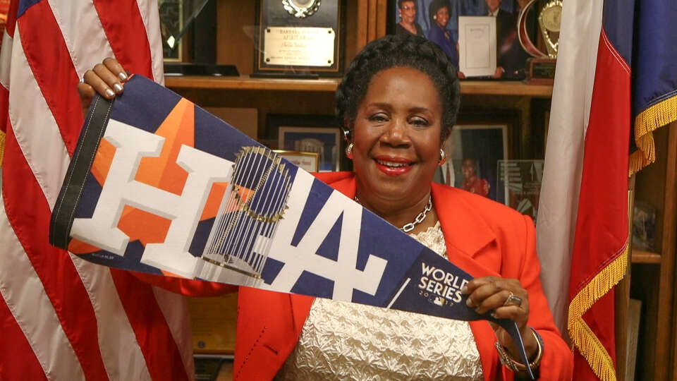 Congresswoman Shelia Jackson Lee sings Take Me Out To The Ball Game song Monday, March 26, 2018, in Houston.