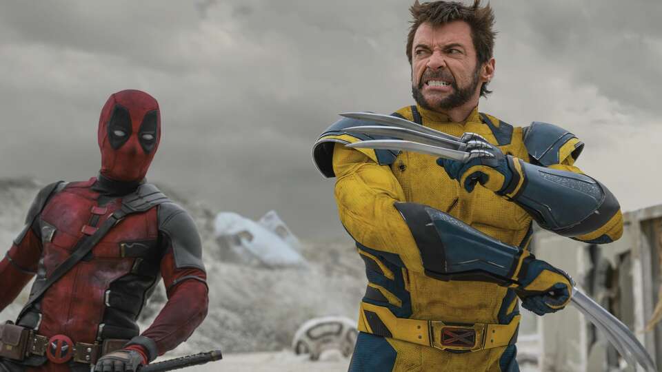 (L-R): Ryan Reynolds as Deadpool/Wade Wilson and Hugh Jackman as Wolverine/Logan in 20th Century Studios/Marvel Studios 'Deadpoool & Wolverine'