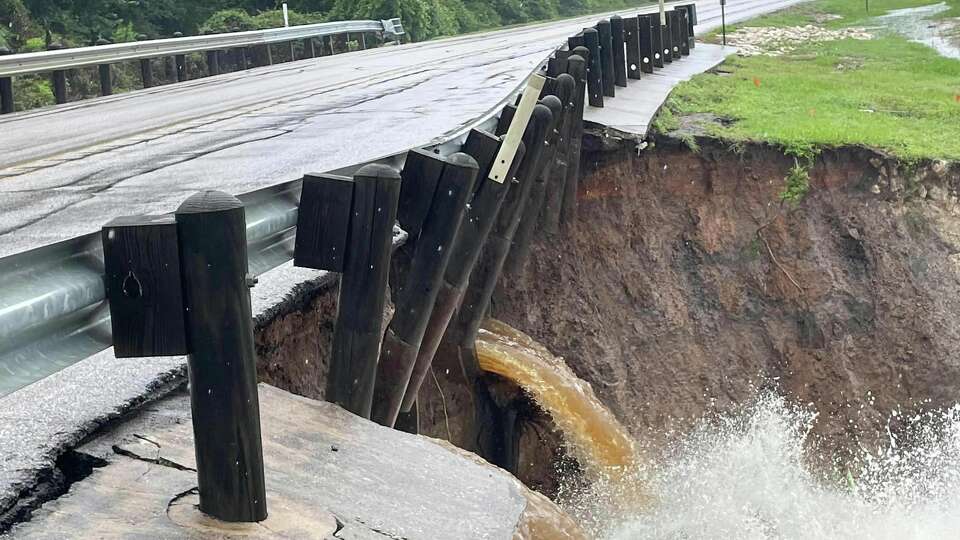 Montgomery County officials are working with the state to repair the Atkins Creek bridge on FM 1097, which partially collapsed during heavy rains Tuesday.