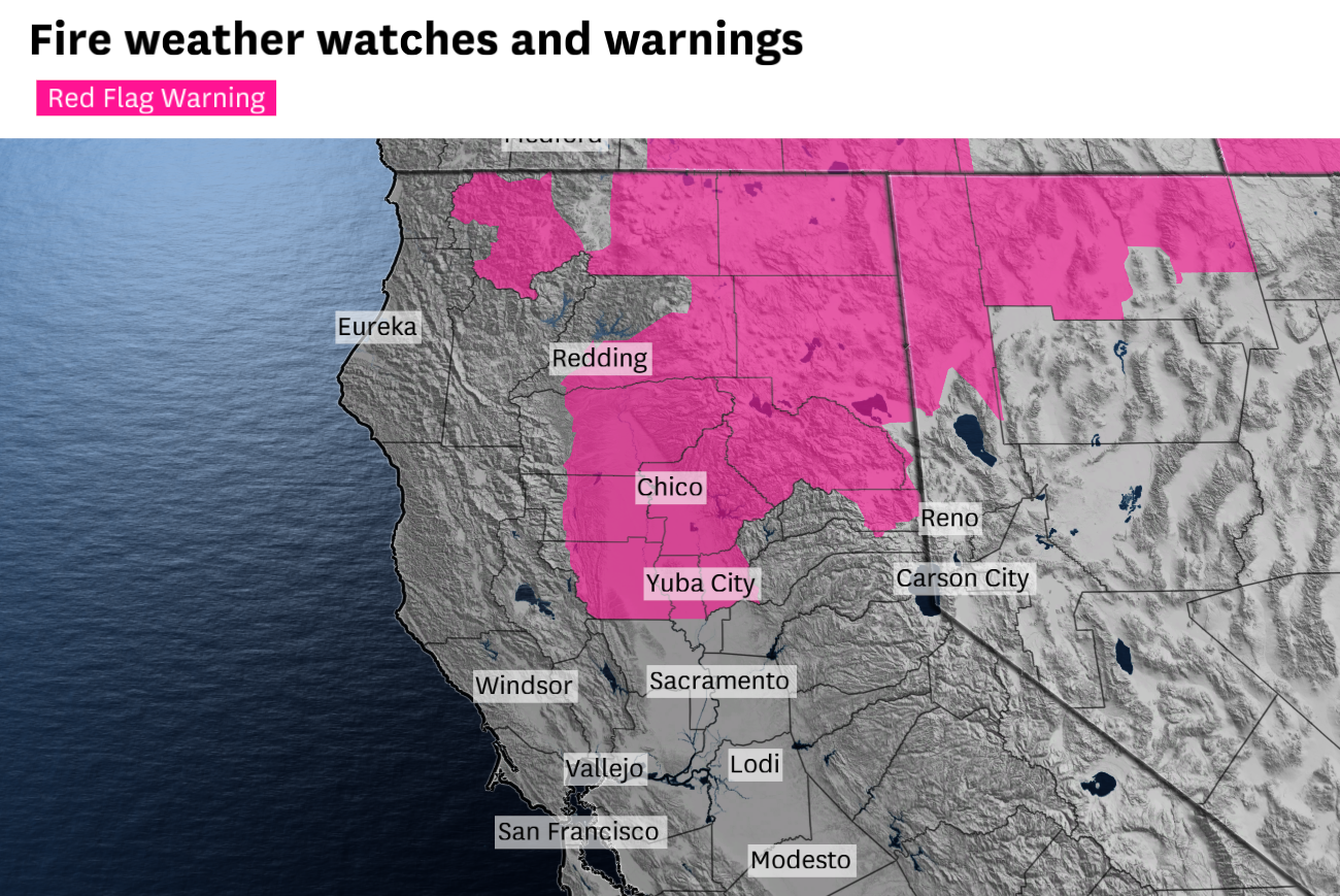 New red flag warnings issued in Northern California, fire danger high