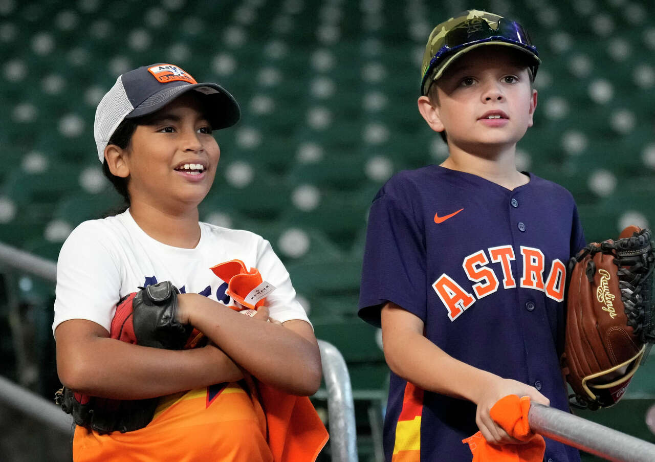 Houston Astros fans are seen before Game 1 of the American League Championship Series at Minute Maid Park on Wednesday, Oct. 19, 2022, in Houston.