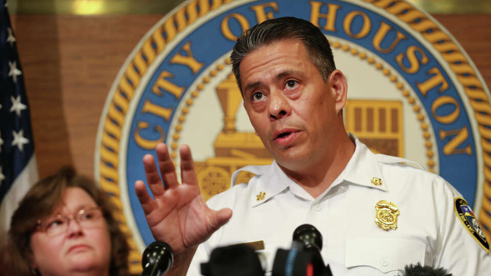 Houston Fire Department Chief Samuel Pena tells reporters that permits have not been issued for the Southwest Key facility, 419 Emancipation, to house migrant children. Wednesday, Aug. 1, 2018, in Houston. ( Steve Gonzales / Houston Chronicle )