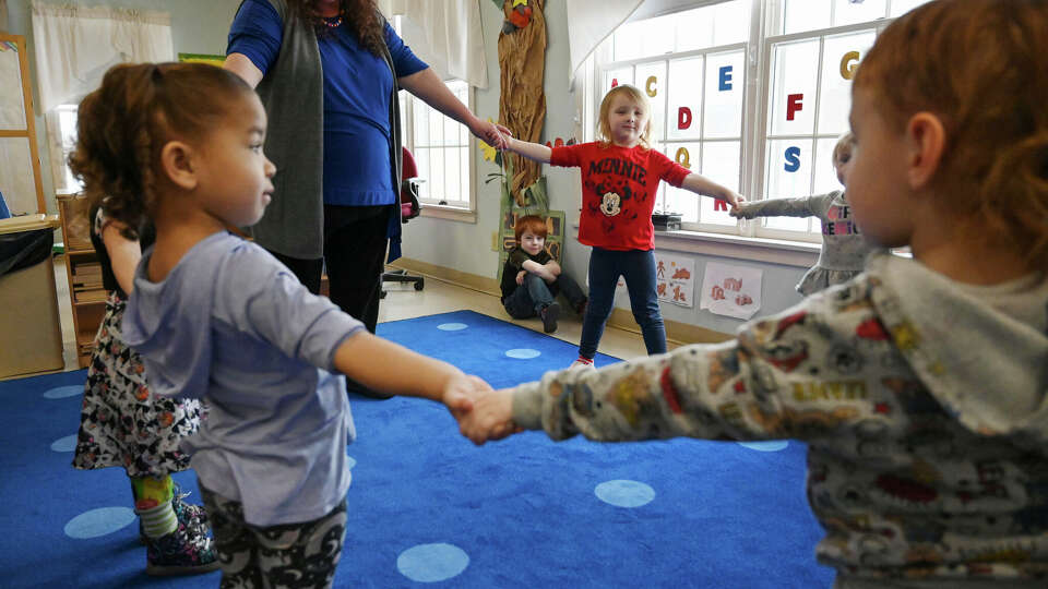 Preschool children at the L.E.A.P. Head Start Cambridge Valley Center engage in activities following their sign language session on Wednesday, March 8, 2023, in Cambridge, N.Y.