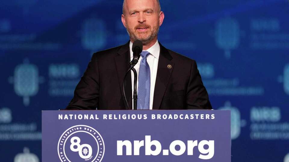 FILE - Kevin Roberts, president of The Heritage Foundation, speaks at the National Religious Broadcasters convention at the Gaylord Opryland Resort and Convention Center Feb. 22, 2024, in Nashville, Tenn. Roberts, the leader of a conservative think tank planning for a massive overhaul of the federal government says we are in the midst of “a second American Revolution” that will be bloodless “if the left allows it to be.” (AP Photo/George Walker IV, File)