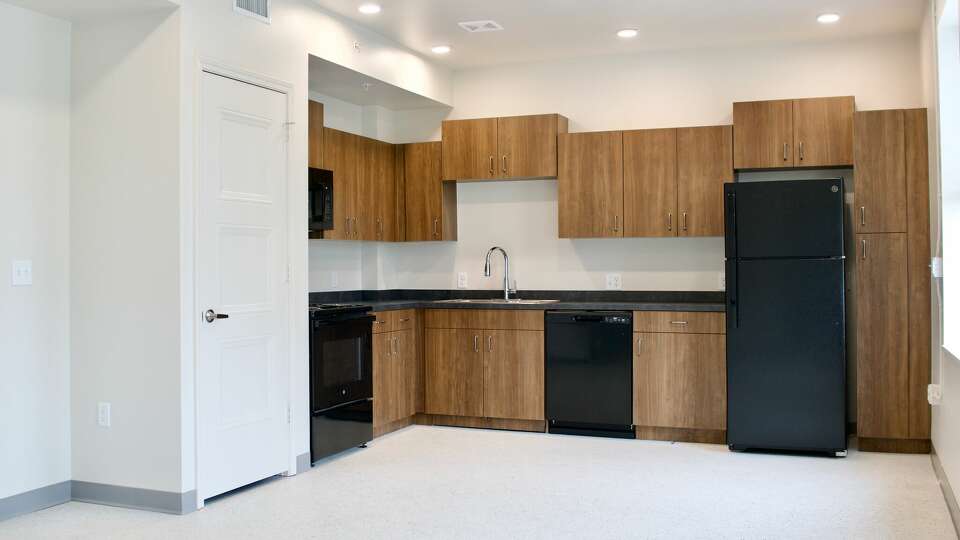 A look at one of the kitchens in the new Landmark 301 senior-living apartments in Conroe. The former Montgomery County Hospital on First Street has been renovated into a senior-living community. 