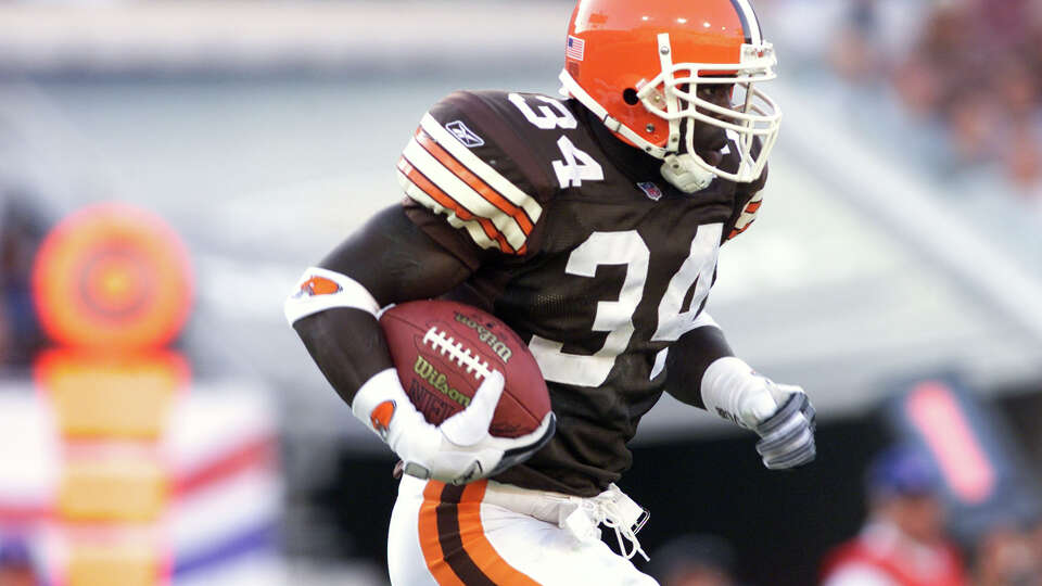 Running back Ben Gay of the Cleveland Browns carries the ball versus the Jacksonville Jaguars in their game on Sept. 30, 2001 at Alltel Stadium in Jacksonville, Florida.