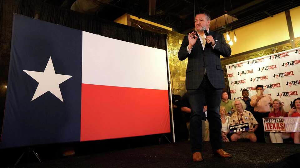 Senator Ted Cruz speaks to supporters as he hosted a law enforcement and public safety rally with law enforcement leaders at King's Bierhaus on Tuesday, Aug. 6, 2024, in Houston.