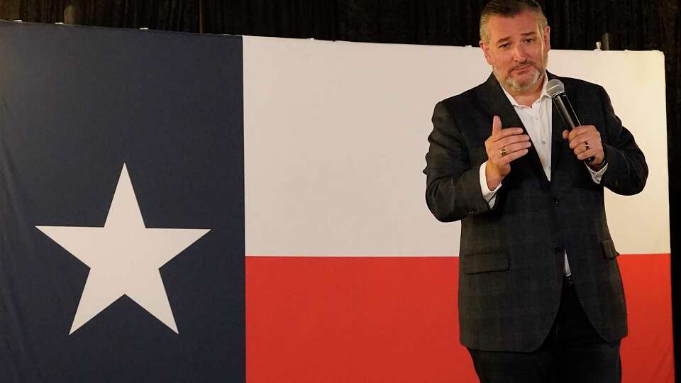 Senator Ted Cruz speaks to supporters as he hosted a law enforcement and public safety rally with law enforcement leaders at King's Bierhaus on Tuesday, Aug. 6, 2024, in Houston.