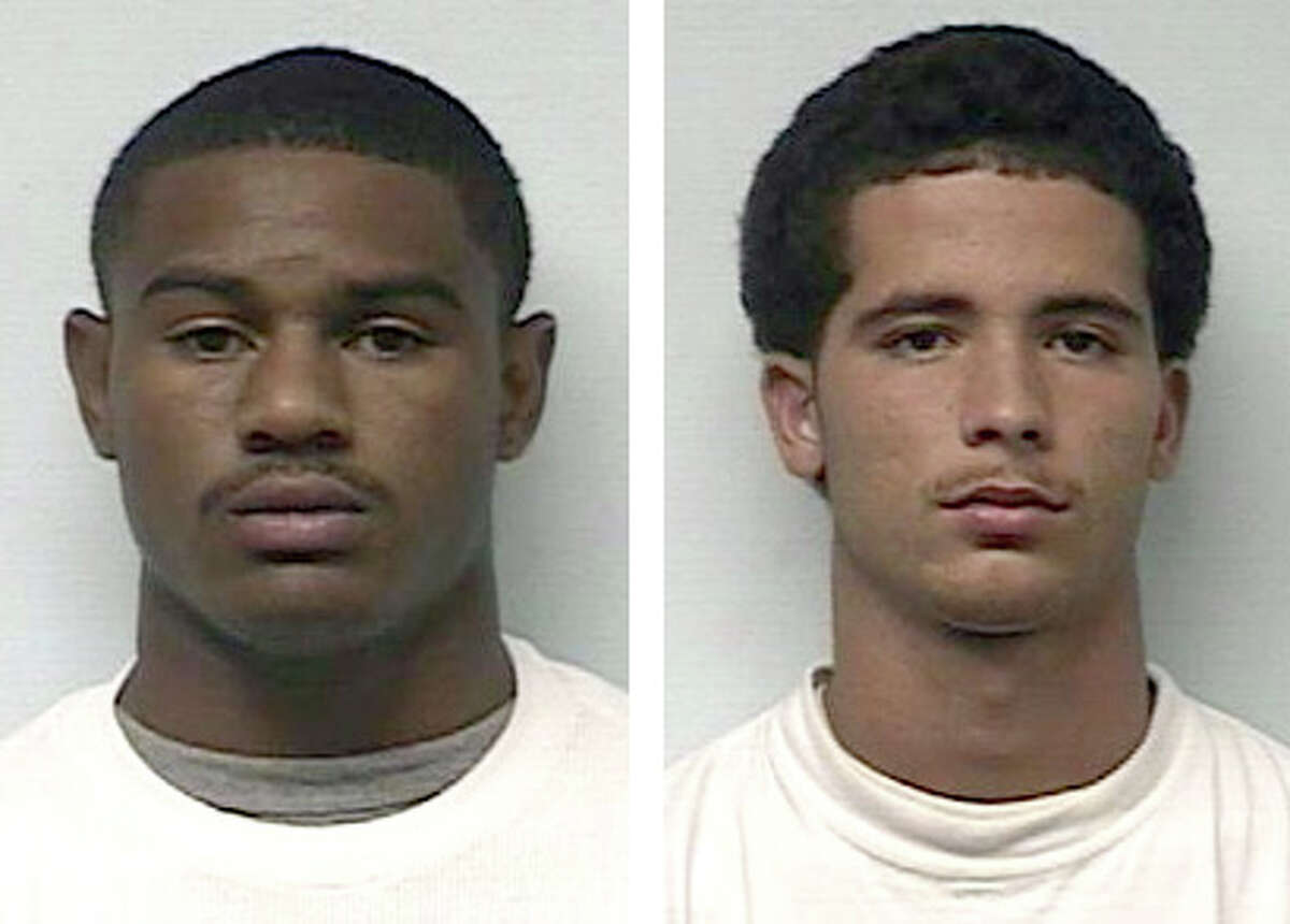 Silsbee High School football players Rakeem Bolton, 17, left, and Christian Paul Roundtree, 18, who were charged in the rape of a Silsbee cheerleader were released on bond on Tuesday. Photos/Hardin County Sheriff's Dept.
