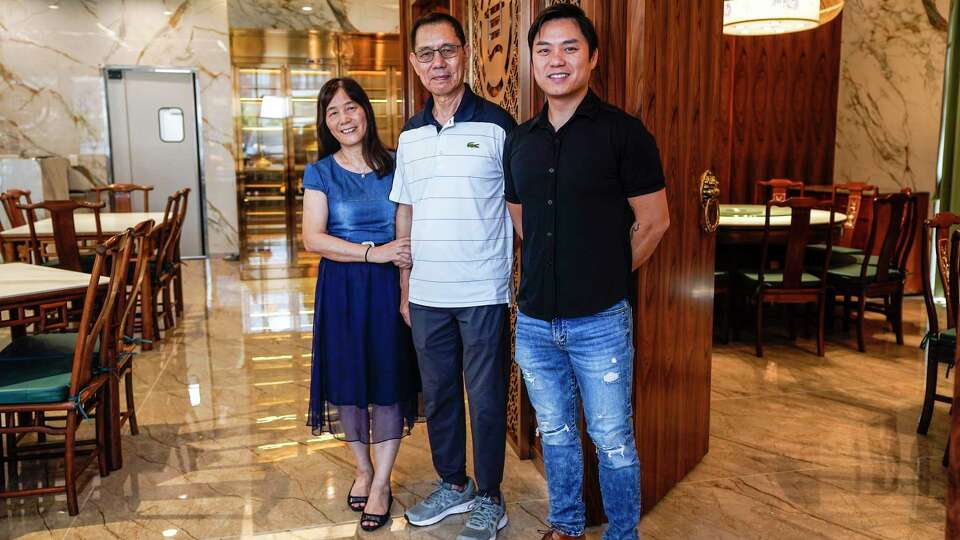 Christine Wong with her husband, Hansun Cheung, and son Johnny Cheung at Hong Kong Food Street at 23015 Colonial Parkway on Wednesday, Aug. 7, 2024, in Katy. Hong Kong Street Food is opening in Katy. It was a popular Cantonese restaurant located in Asiatown for nearly 20 years before closing during the pandemic.