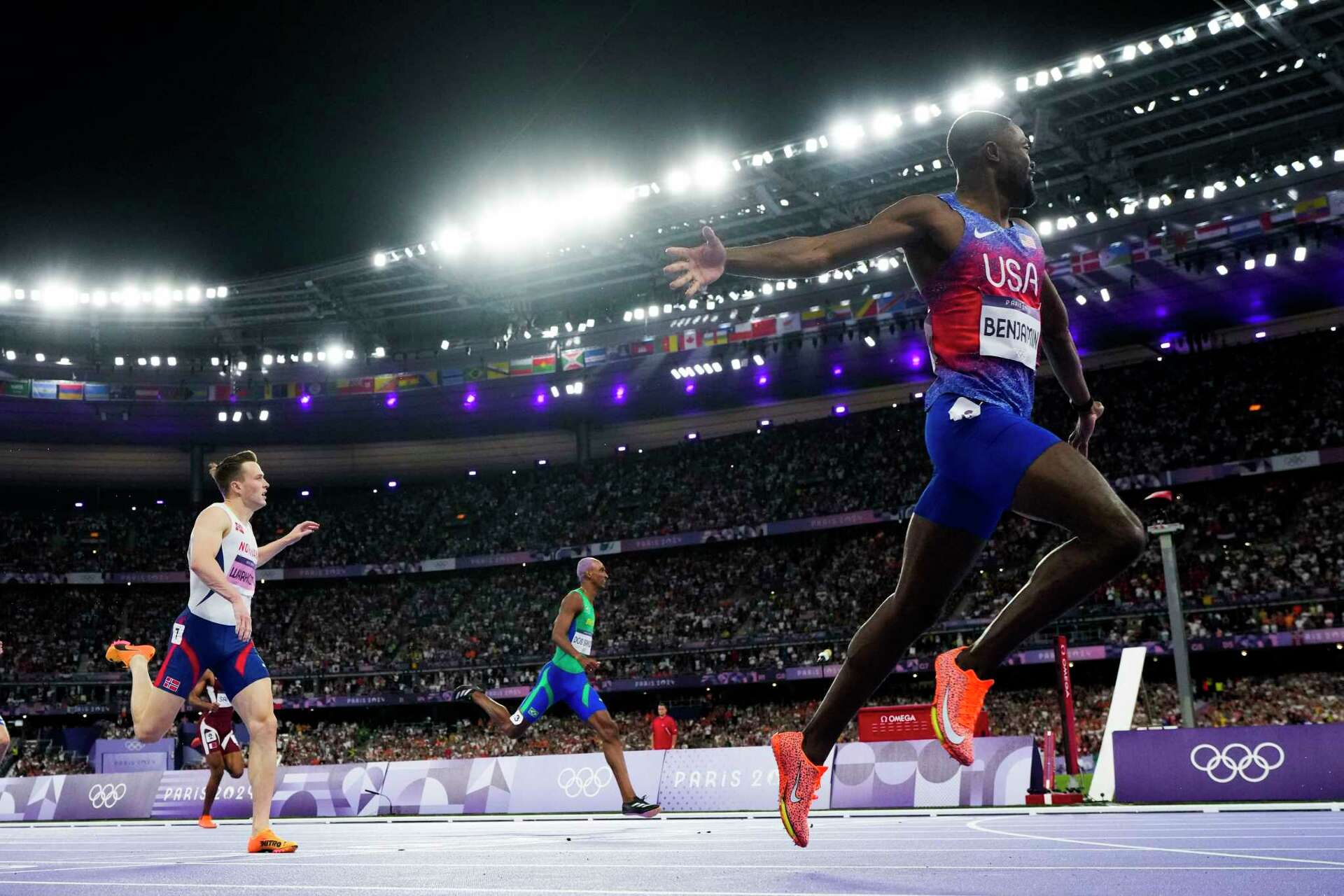 American Rai Benjamin finally gets gold in the 400meter hurdles. He