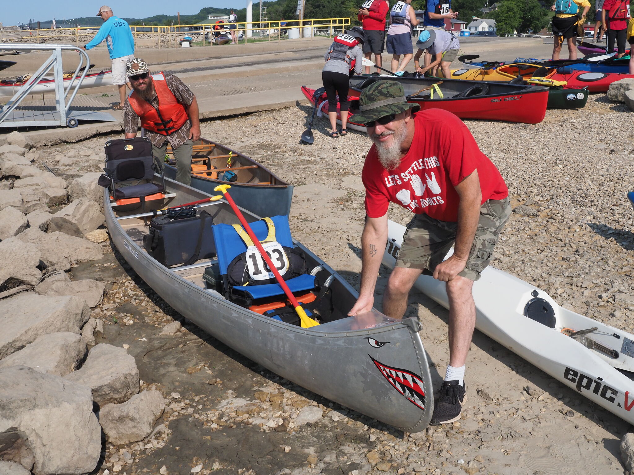 Firecracker Racer Paddlers compete in Firecracker Race on Mississippi River