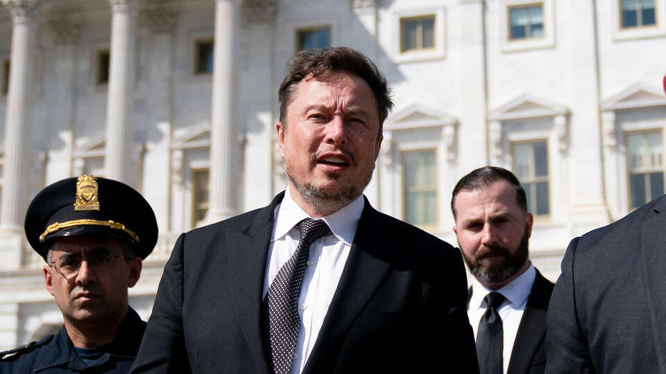 Elon Musk departs a meeting in the office of former U.S. House Speaker Kevin McCarthy, R-Calif., last fall.  