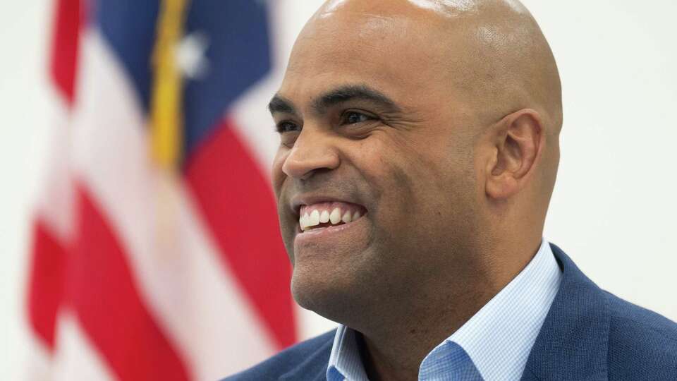 U.S. Rep Colin Allred, D-Dallas, visits with oil workers and METRO union members on his stance on energy and workforce issues at IBEW Union Hall, Tuesday, Aug. 13, 2024, in Houston. Allred is challenging incumbent Senator Ted Cruz for his position in the U.S. Senate.