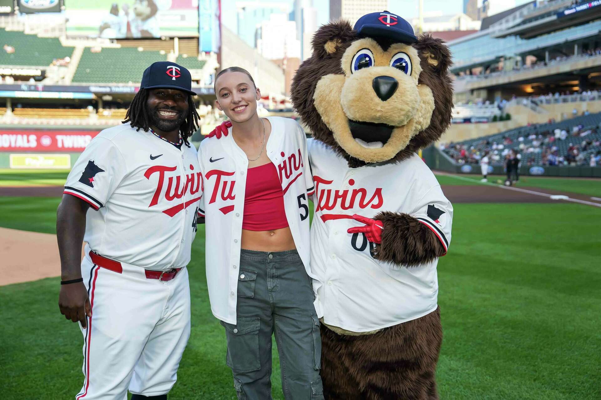 UConn's Paige Bueckers throws out first pitch at Twins-Royals game