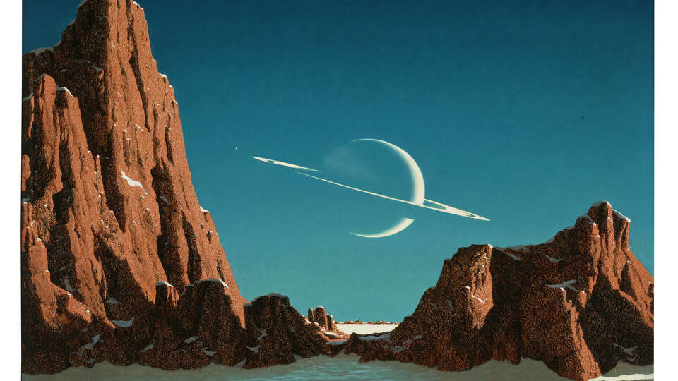 Chesley Bonestell's 'Saturn as seen from Titan' painting circa 1952 is up for auction at Christy's.