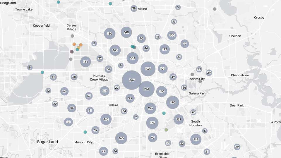 Map of open 311 service requests in Houston.