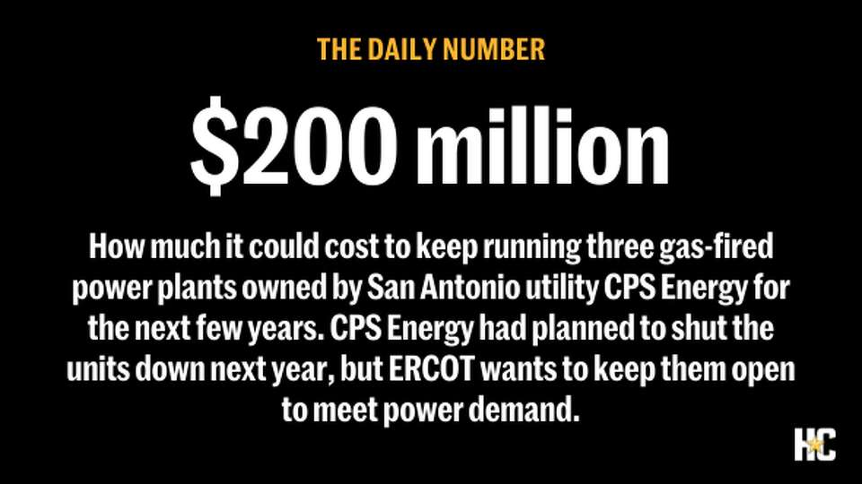 How much it could cost to keep running three gas-fired power plants owned by San Antonio utility CPS Energy for the next few years. CPS Energy had planned to shut the units down next year, but ERCOT wants to keep them open to meet power demand.