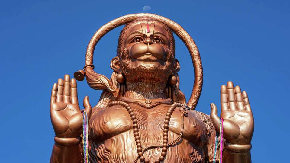 The newest statue at Shri Ashtalakshmi Temple, of the monkey god, Hanuman, is photographed on Sunday, Aug. 25, 2024 in Sugar Land.