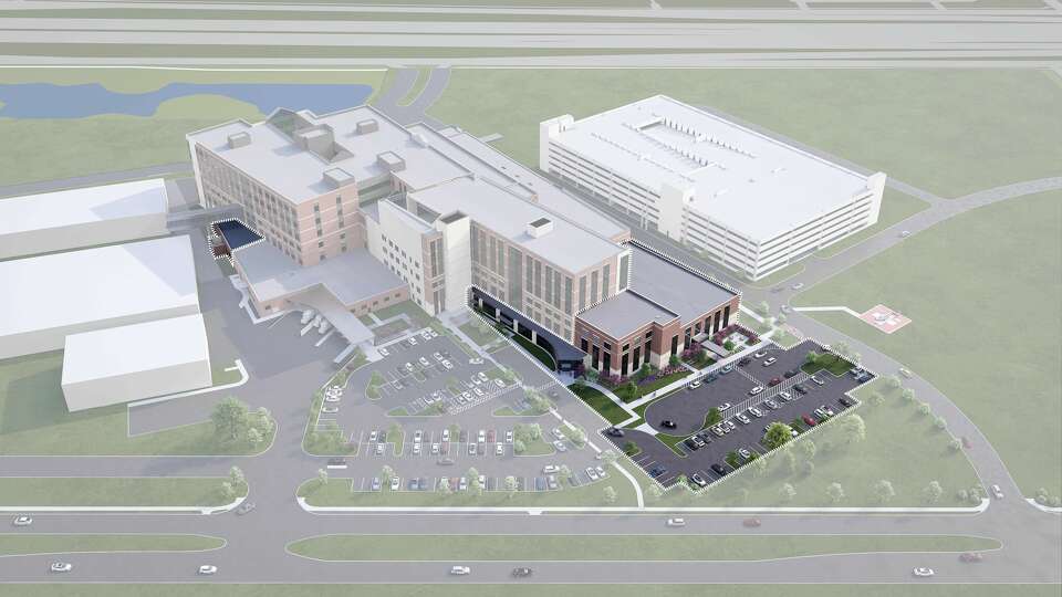 A rendering of the planned expansion at Houston Methodist West Hospital in Katy. Work is expected to begin this fall and be completed by 2027.