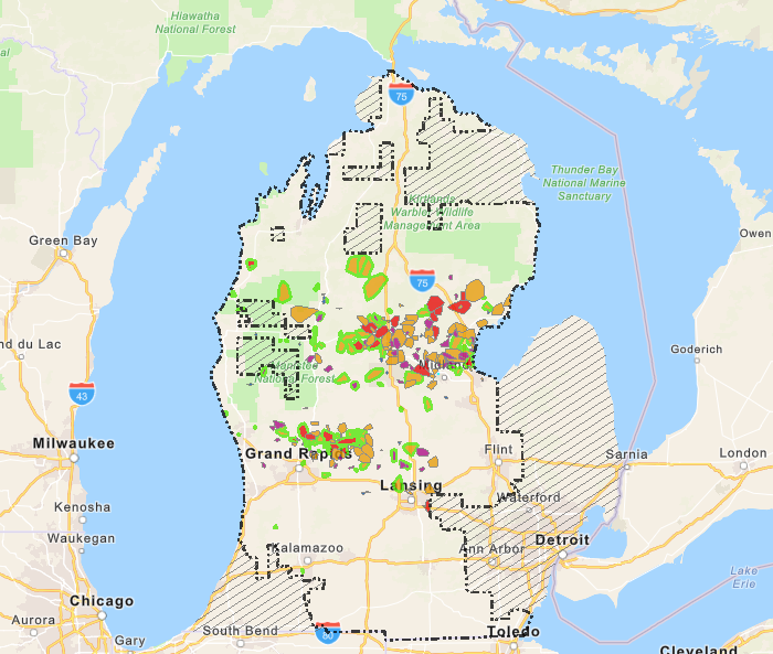 Michigan Disaster Map Severe afternoon storms wipe out power across mid-Michigan