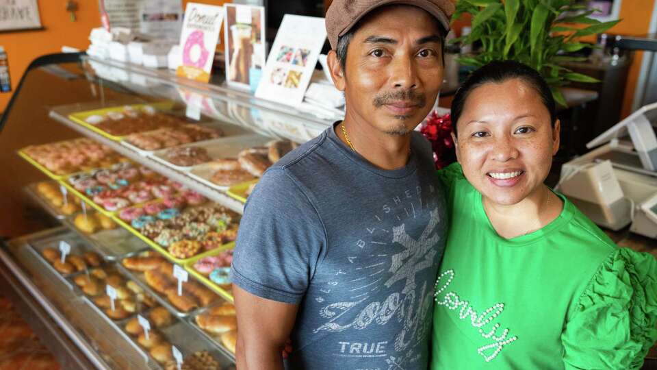 Robin and Ruth Nov are seen at Robins Snowflake Donuts, Wednesday, Aug. 28, 2024, in Spring.