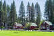 Red cabins in Graeagle, Calif.