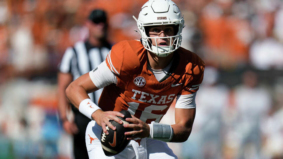 Texas quarterback Arch Manning (16) looks to pass against Colorado State during the second half of an NCAA college football game in Austin, Texas, Saturday, Aug. 31, 2024. (AP Photo/Eric Gay)