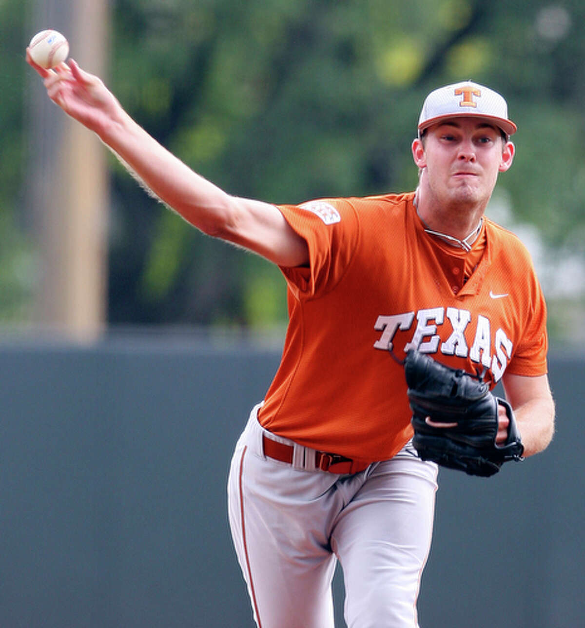 Texas' Taylor Jungmann pitches against TCU during game 2 of the NCAA 2010 Super Regionals held Saturday June 12, 2010 at UFCU Disch-Falk Field in Austin, Tx. Texas won 14-1.